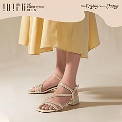 IDIFU Gold Heels Rhinestone Strappy Heels for Women