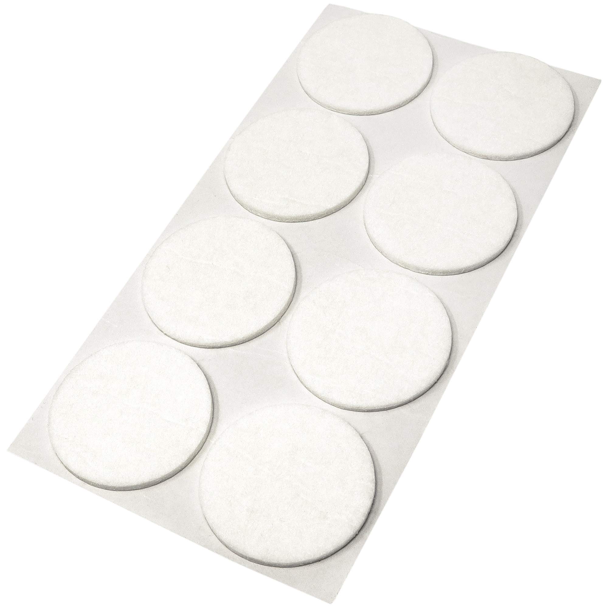 Adsamm® / 8 x self-adhesive felt pads/White/ø 1.97'' (ø 50 mm) / round / 0.138'' / 3.5 mm thick stick-on furniture felt glides/Furniture & Chair Glides