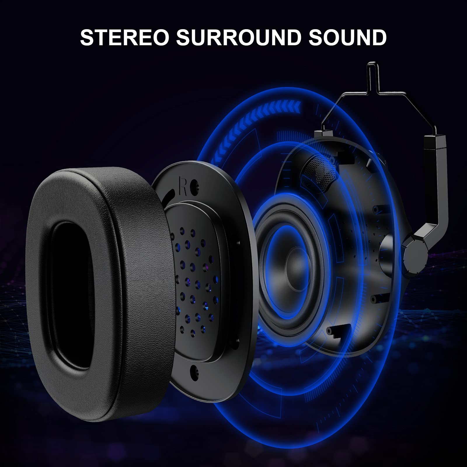 Jeecoo J50 Stereo Gaming Headset with Clear Microphone, Folding Gaming Headphones Lightweight Portable Compatible for PS4 PS5 Xbox One PC & Laptop Computer