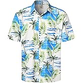 Hardaddy Men's Hawaiian Shirt Short Sleeves Coconut Printed Button Down Summer Beach Casual Shirts