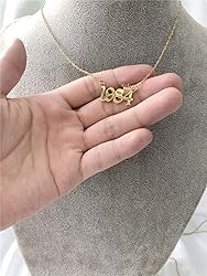 MICOMAKA Birth Year Number with Crown Necklace,Old