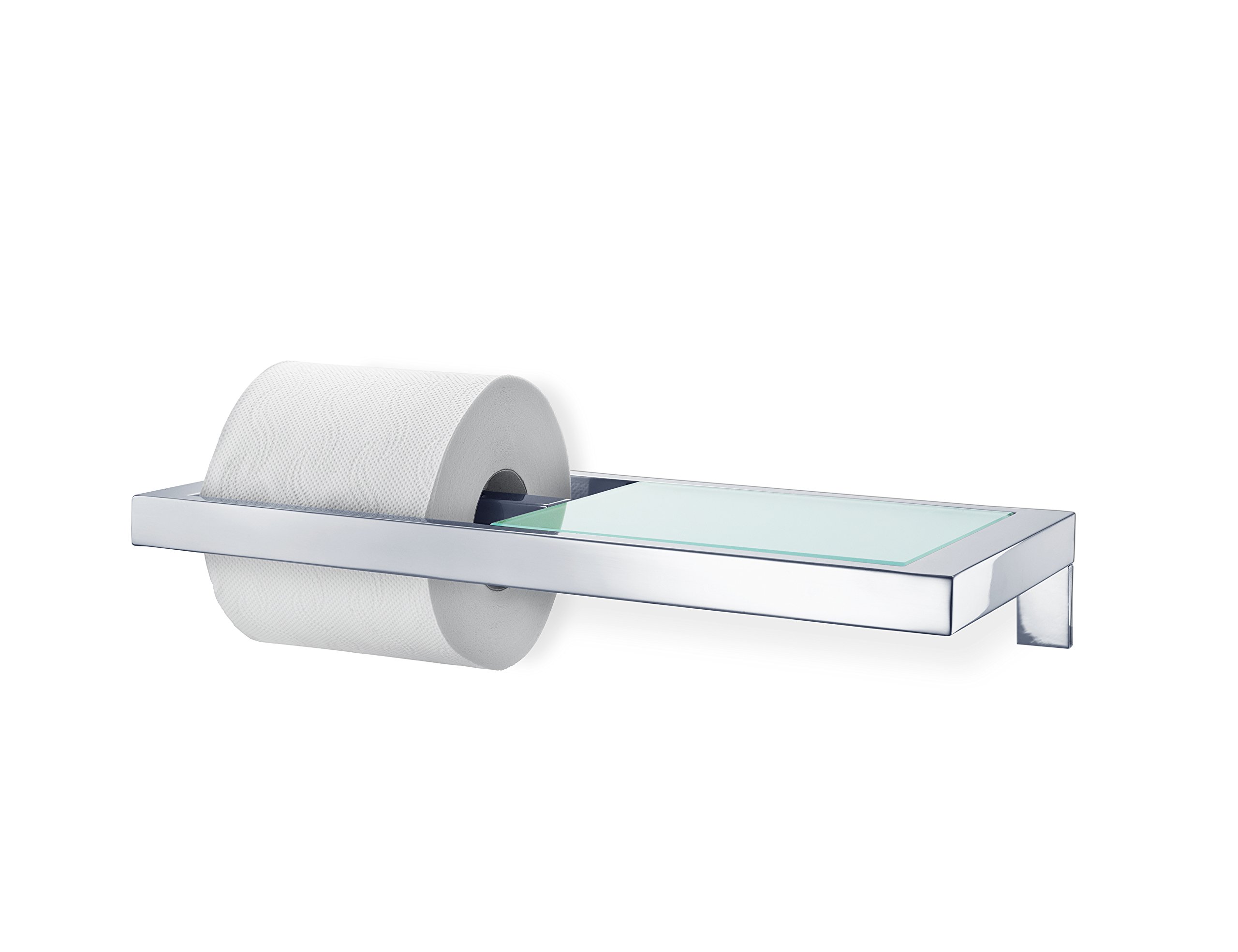 Blomus Menoto Polished Toilet Roll Holder with Shelf, Silver