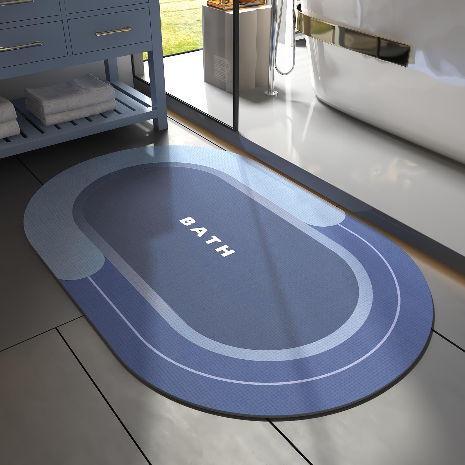 MontVoo Bath Mat - Non Slip, Quick Dry, Stain Resistant Bath Mat Rug for Bathroom Floor - Easy Care Shower Rug for Outside Bathtub - 24"x35" Navy