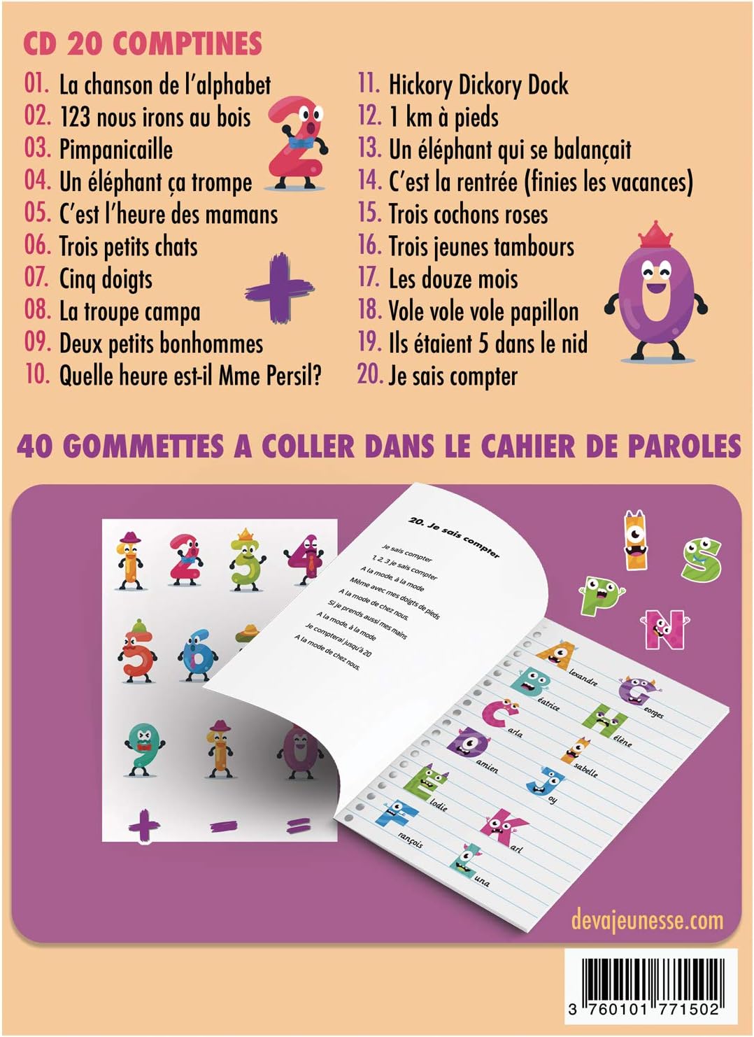 Comptines Cd Et Gommettes A Coller Alphabet Et Chiffres Pour Enfants Amazon Fr Cuisine Maison