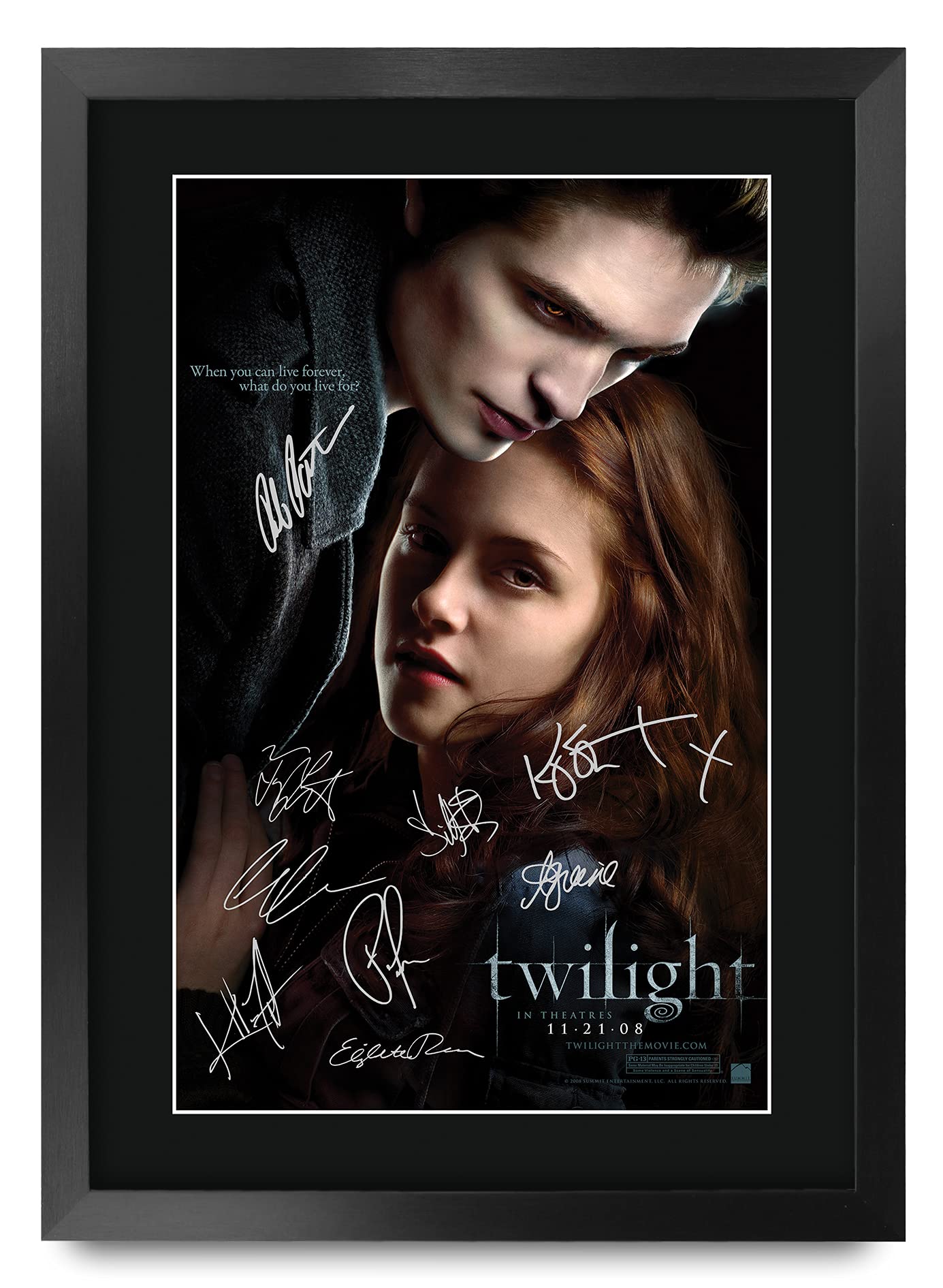 HWC Trading Twilight The Cast Kristen Stewart Robert Pattinson Gifts Printed Poster Signed Autograph Picture for Movie Memorabilia Fans - A3 Framed