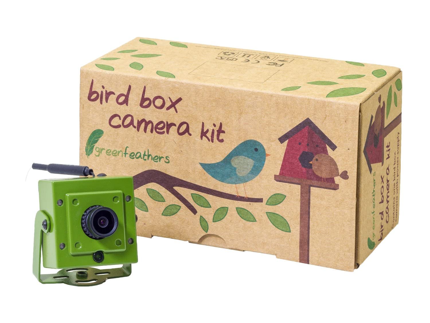 Green Feathers Wildlife Wi-Fi Outdoor Bird Box Full HD 1080p Camera (3rd Gen) with IR (Night Vision), MicroSD Recording, View Directly On Smartphone, PC or Tablet