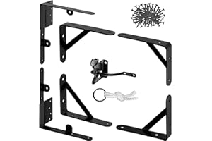TANIVO Anti Sag Gate Kit and Gate Latch - Gate Corner Bracket with Gate Hinges Heavy Duty for Wooden Fences-No Sag Gate Corner Brace Bracket for Doors, Driveway, Corral Gates, Wood Windows (Steel)