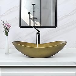 Davivy 24.5'' X 13.8'' Gold Oval Vessel Sink with