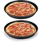 Diakey 2 Pack Pizza Pan for Oven, Deep Dish Pizza Tray, Non-Stick Carbon Steel, Round Baking Sheet Plates, 10 Inch