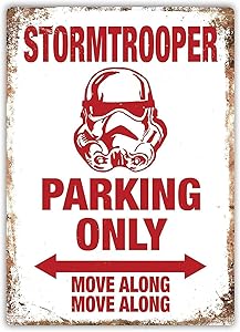 Cloud Jackgold Stormtrooper Parking Only Wall Signs Iron Painting Tin Warning Sign Metal Poster 8x12 Sheet Plaque Art Decoration for Bar Caf233; Hotel Office Garage Dorm Vintage Aluminum Plates Funny