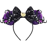 Opzzqz Mouse Ear Headbands for Women Giltter Bow Headband for Girls Birthday Party Decorations