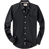 Alimens & Gentle Mens Solid Oxford Shirt Long Sleeve Dress Shirt Work Casual Button Down Shirts with Pocket