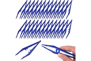 50 Pcs Tweezers，Practical Craft Tweezers Plastic Forceps Crafting Tool for Kids Home School, for Home, School and Lab (Blue)