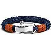 Elegatto Pelagus Premium Rope Bracelet for Men | Designed in California | Thick Cotton Rope with Stainless Steel Shackle Closure | Men’s Designer Bracelets