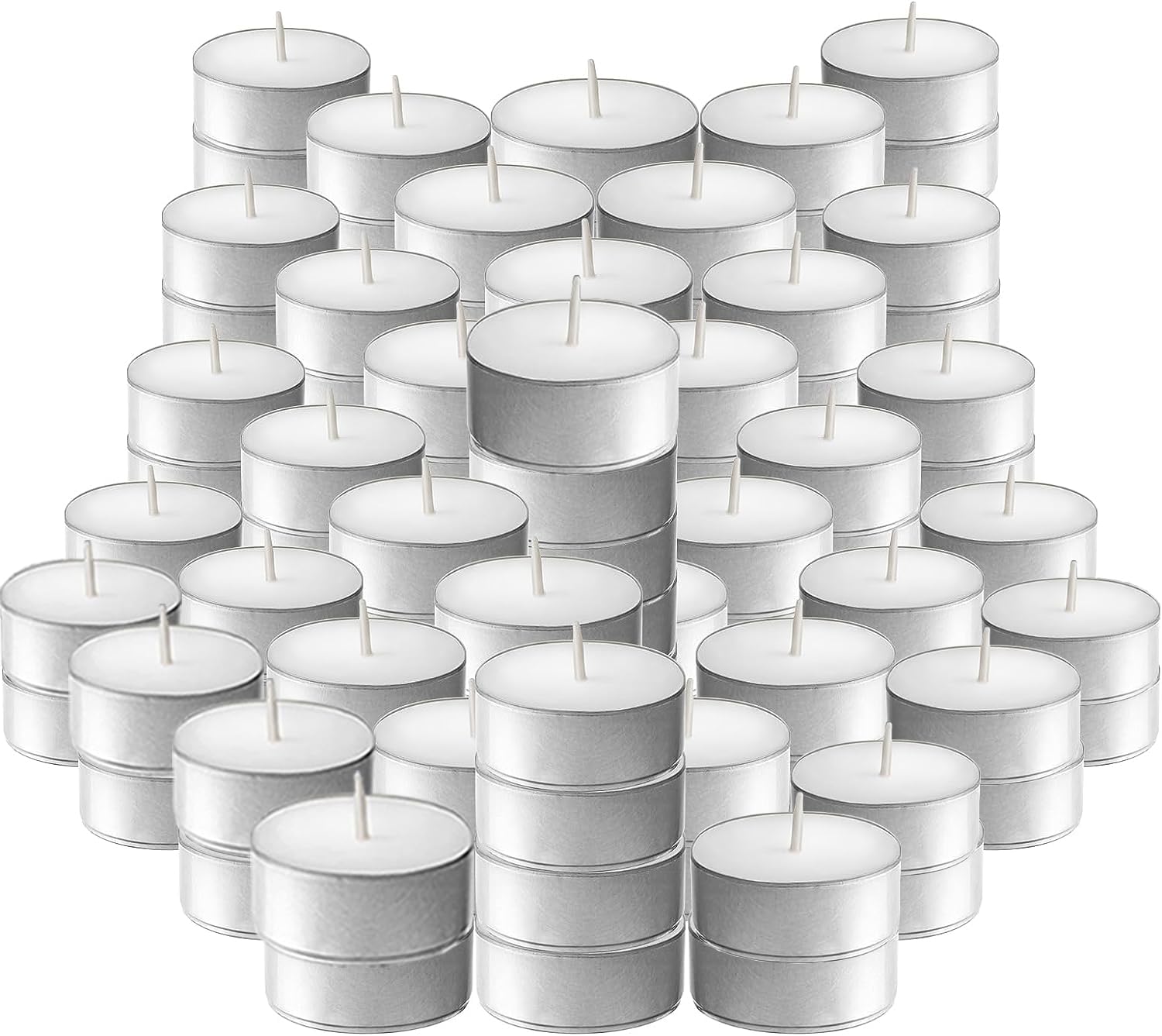 WPONSZU Unscented Tea Lights Candles,White, Smokeless, Dripless,100 in Bulk,4 Hour Long time Burning,for Weddings, Home, Pool,Shabbat