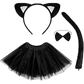 Neer 4 Pcs Cheetah Leopard Cat Ears Headband Tails Ears Bow for Halloween Animals Zoo Keeper