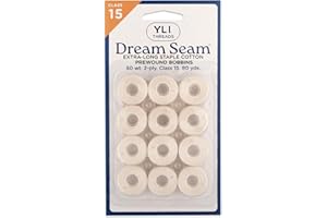 YLI Cotton Quilting Thread – 50 wt Egyptian Cotton for Piecing & Quilting - Low-lint & Strong - Class 15 Prewound Bobbins - S