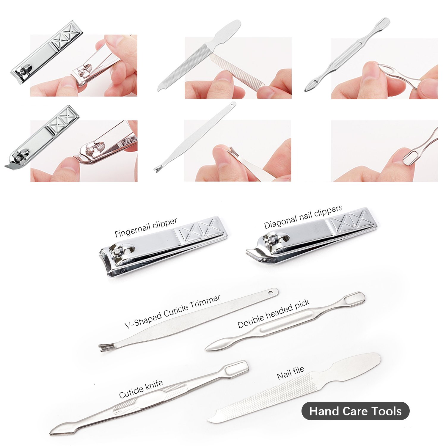 Manicure Pedicure Set, WLWQ 18 in 1 Stainless Steel Pedicure Kit Professional Nail Clippers Grooming Tools with Portable Leather Travel Case (Black)