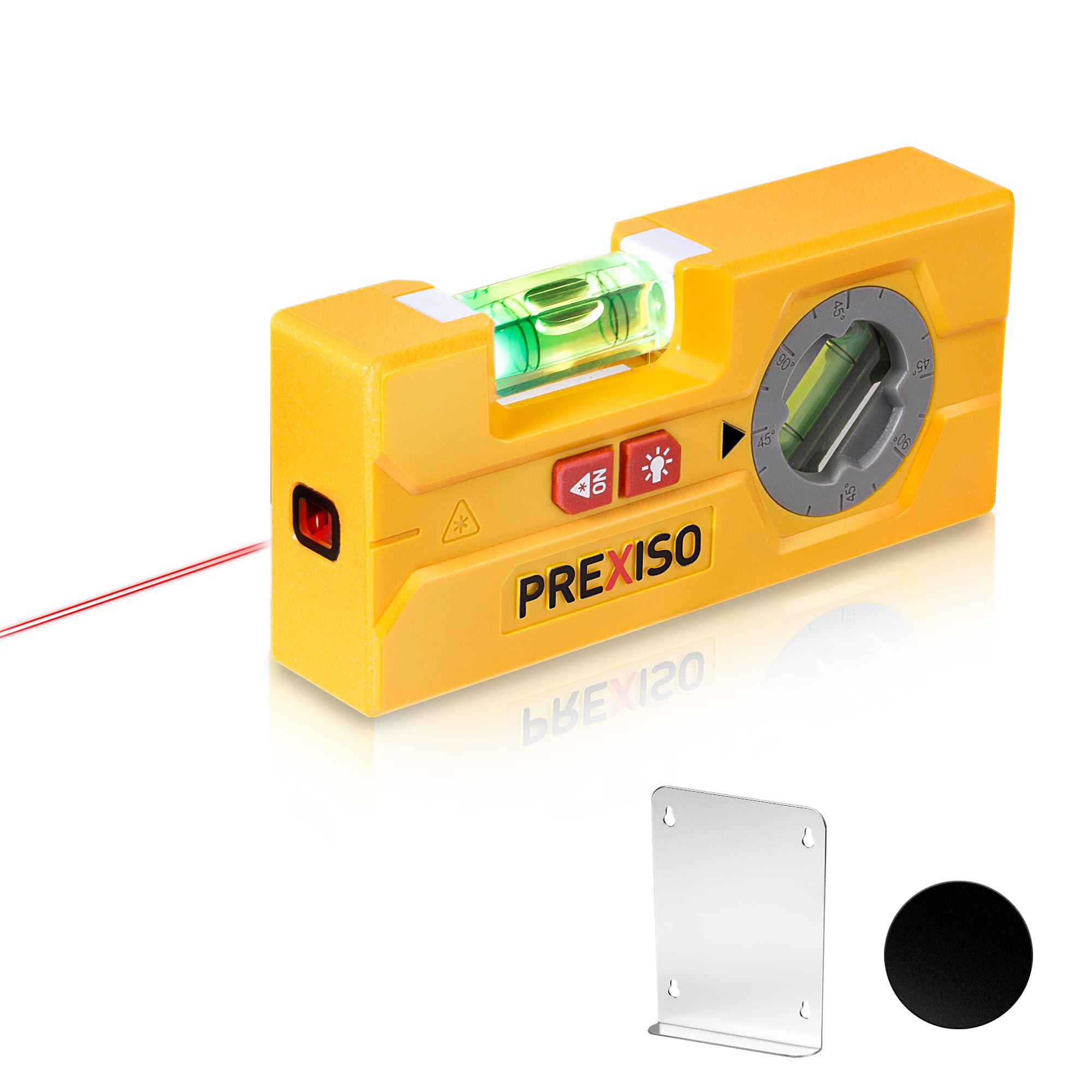 PREXISO 2-in-1 Laser Spirit Level, Mini Torpedo Level with LED Light, Rotatable Magnetic Pocket Leveler & 10 m Laser Leveler Tool for Hanging Picture, Wall Marking Painting, House Decoration
