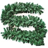 Crownland 9 Ft Christmas Garland for Christmas Decorations Non-Lit Green Holiday Decor for Outdoor or Indoor Use - Premium Quality Home Garden Artificial Greenery, or Wedding Party
