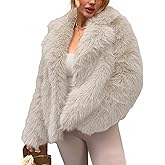 Yimoon Women's Faux Fur Coat Fluffy Faux Fur Jacket Winter Furry Open Front Lapel Shaggy Parka Coats Outerwear