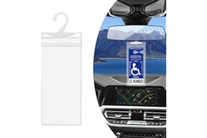 Dickno Handicap Placard Holder, 11.6" x 5" Ultra Transparent Disabled Parking Permit Placard Protector with Plastic Large Hanger, Automotive Disabled Placard Protective Cover