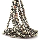 ICAI Beads 4mm Natural Green Rainforest Jasper Gemstone Round Loose Stone Beads for Jewelry Making DIY Crafts Design 1 Strand 15" APPR.98-100pcs