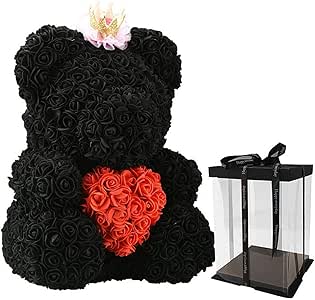 star-xing Rosa Oso Cubierto Rosa Roja Oso Corona Luz Led Boda