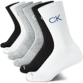 Calvin Klein Boys Crew Socks - 6 Pack Soft Stretch Performance Cushioned Comfort Mid Calf Athletic Socks for Boys
