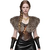 Xcgbxzd Medieval Faux Fur Shawl Shoulder Fur Wrap Scarf Collar for Women Men Halloween Costume