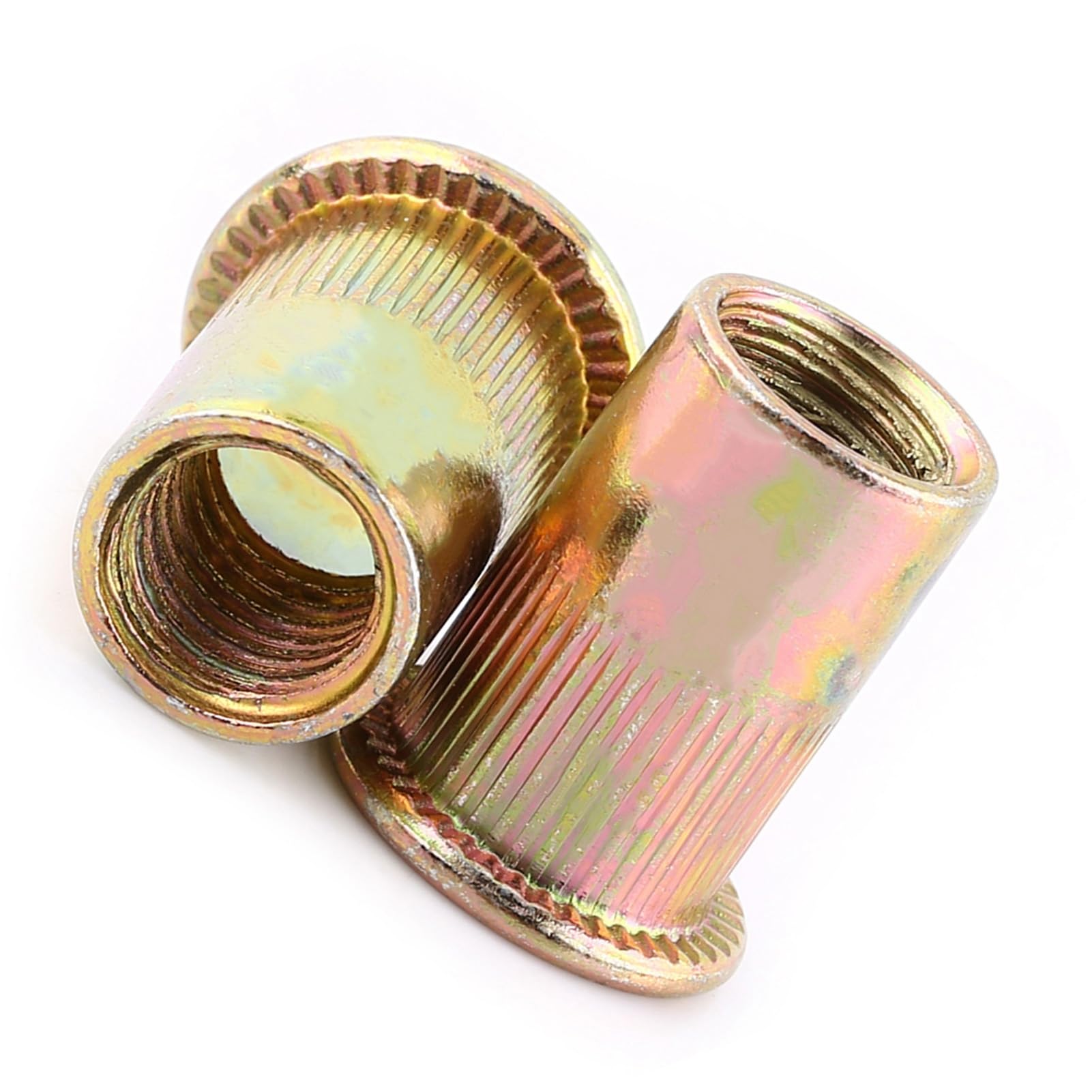 FTVOGUE Carbon Steel Rivet Nut Flat Threaded Rivetnut Flange Nutsert Fastener(M5)