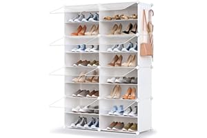 HOMICKER Shoe Storage,32 Pairs Shoe Rack Organizer for Closet Shoe Cabinet with Door Shoe Shelves for Closet,Entryway,Hallway,Bedroom