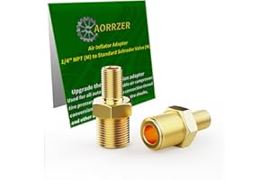 AORRZER Air Inflator Adapter 1/4 NPT (M) to Standard Schrader Valve (M),Locking air chuck for Use on Tire Inflators, Air Compressors or Air hoses.Rust-resistant Brass Air Inflator Adapter(2 Packs)