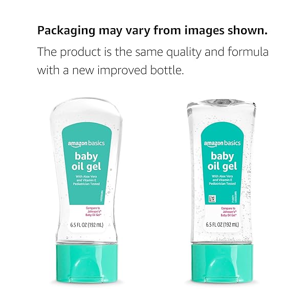 AMAZON BASICS BABY OIL GEL WITH ALOE VERA & VITAMIN E, MOISTURIZING, FAST ABSORBING, NO-MESS, DERMATOLOGIST TESTED, 6.5 FL OZ, PACK OF 1 (PREVIOUSLY SOLIMO)