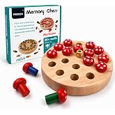 Mushroom Memory Game, Montessori Toys, Memory Chess Board Game | Enhance Color Cognitive with 24 Colored Chess Pieces, Travel Games for 3 4 5 6 Years Old Boys Girls