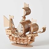 3D Wooden Puzzles for Adults,Pirate Ship Model Kit, and Room Decoration, DIY Educational Desk Toys