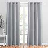 PONY DANCE Blackout Curtains Eyelet Set 2 55 x 87 Inch Thermal Insulated Grey
