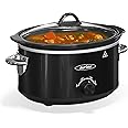 Sunvivi Small Slow Cooker 4QT, Mini Food Warmer with 3 Heating Settings, Removable Ceramic Pot, Dishwasher Safe Glass Lid, Stainless Steel, Black