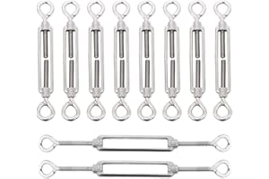LISHINE 10 Pack M6 Eye and Eye Turnbuckle for Cable Wire Rope Tension Heavy Duty Stainless Steel Turnbuckle for Sun Shade, Hanging Outdoor Lights Strings