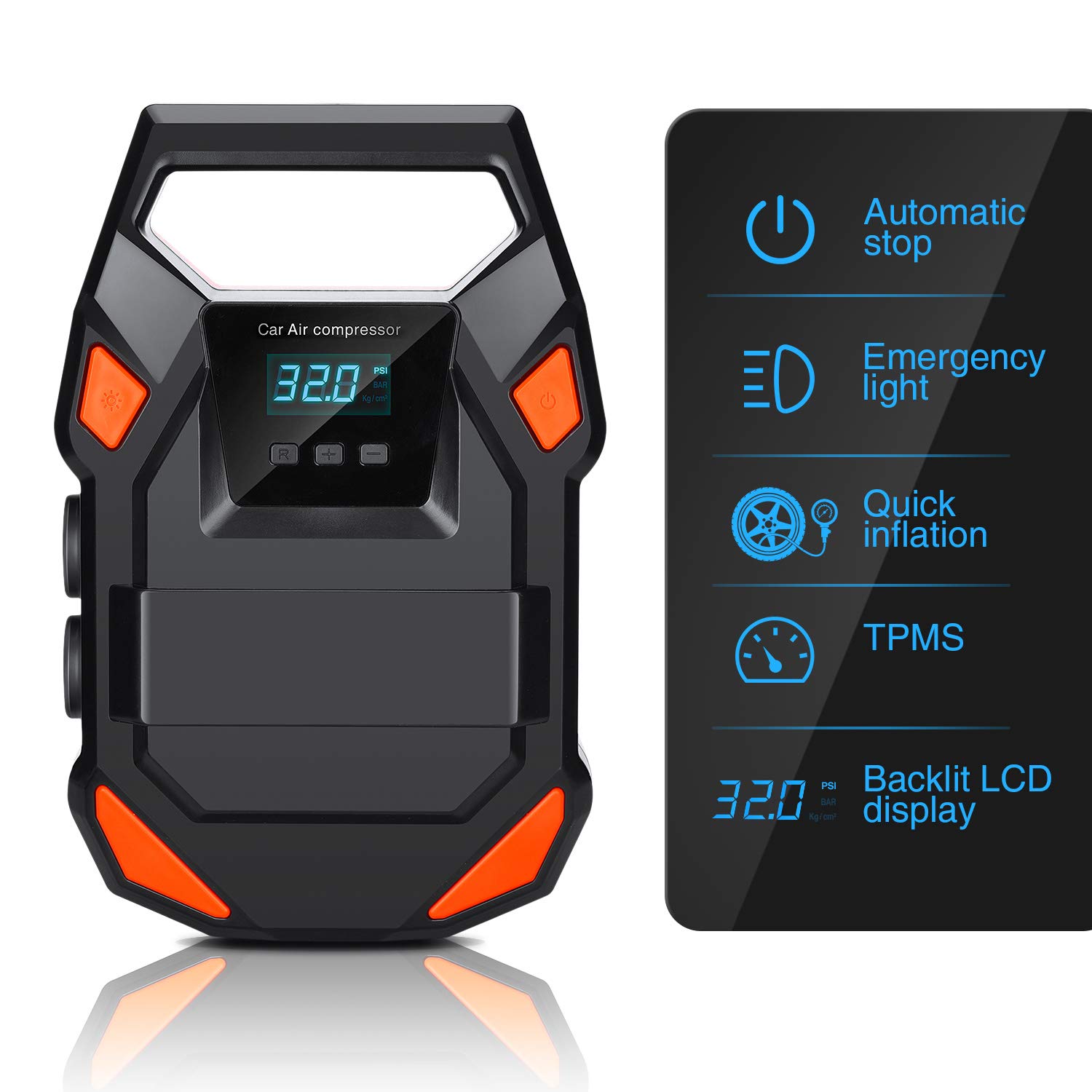 Air Compressor Tire Inflator 12V 150PSI Portable Air Pump Auto Digital Tire Pump with Emergency LED Light, Long Cable and Auto Shut Off Compatible with Car, Bicycle, Motorcycle, Balls and Inflatables