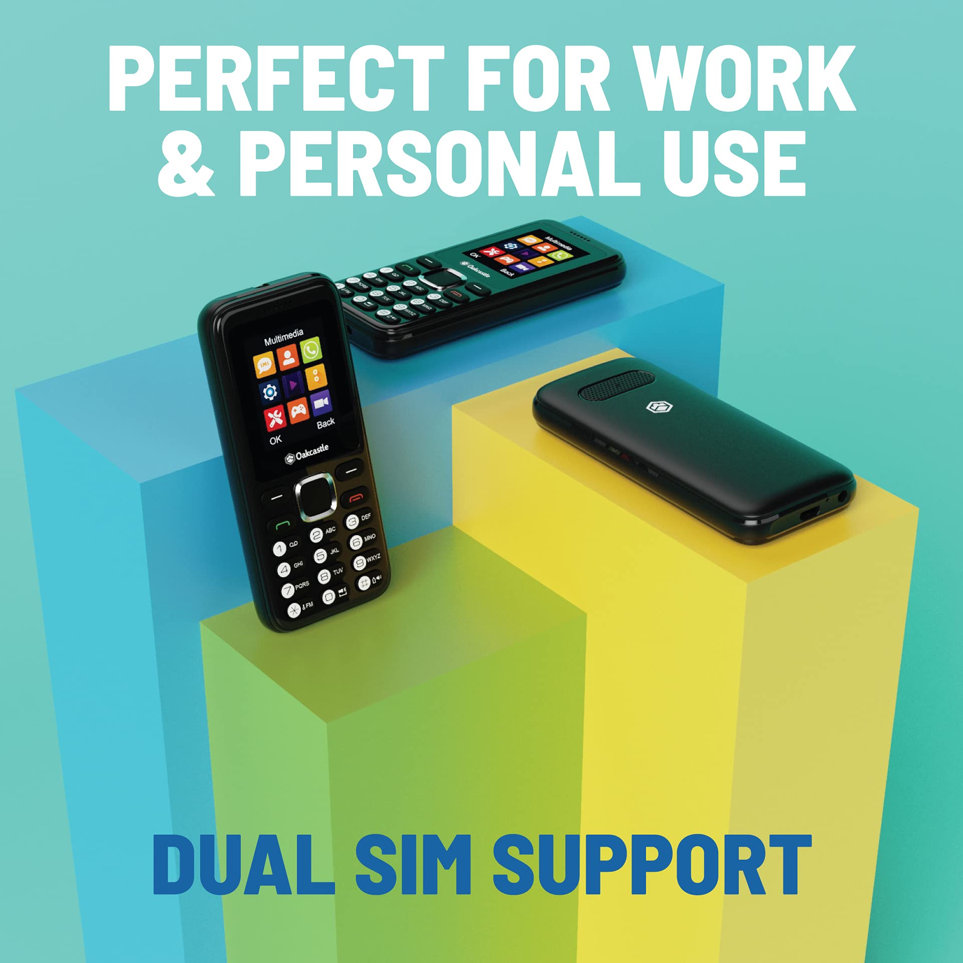 Oakcastle F100 | Handy Günstig mit Dual-SIM & Micro SD | Bluetooth & 7 Tage Akkulaufzeit baustellenhandy | Medien & Spiele | Seniorenhandy ohne vertrag | Prepaid Tastenhandy