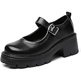 QHH Mary Jane Shoes Platform Mary Janes for Women Chunky Heel Pumps Business Casual Shoes Dress Shoes Comfortable Dressy Office Work Shoes for Ladies Womens