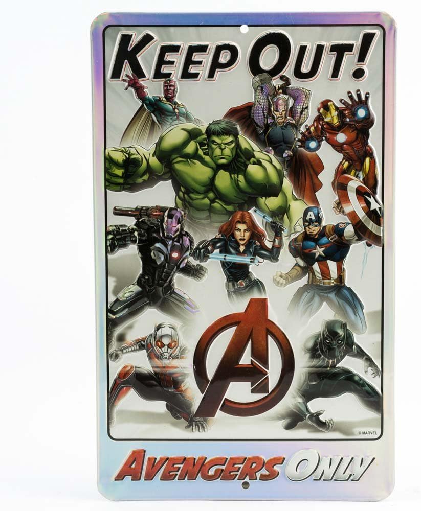 Open Road Brands Marvel Keep Out Avengers Only Embossed Metal Sign