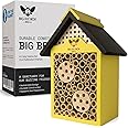 WildYard Bee House - Weather Resistant Natural Wood Construction Mason Bee House - Simple Installation, Bee Box for Power Pollinators, Ideal Bee Houses for The Garden