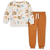 Burt's Bees Baby Boys Shirt and Pant Set, Long Sleeve Top & Bottom Outfit Bundle, 100% Organic Cotton
