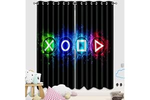 KODHYVJ Gaming Window Curtains, Gamer Curtains for Boys Bedroom Colorful Kids Gamer Room Decor for Boys Thermal Insulated Video Game Gamepad Kids Blackout Curtains for Bedroom Living Room, 82 in x 84 in