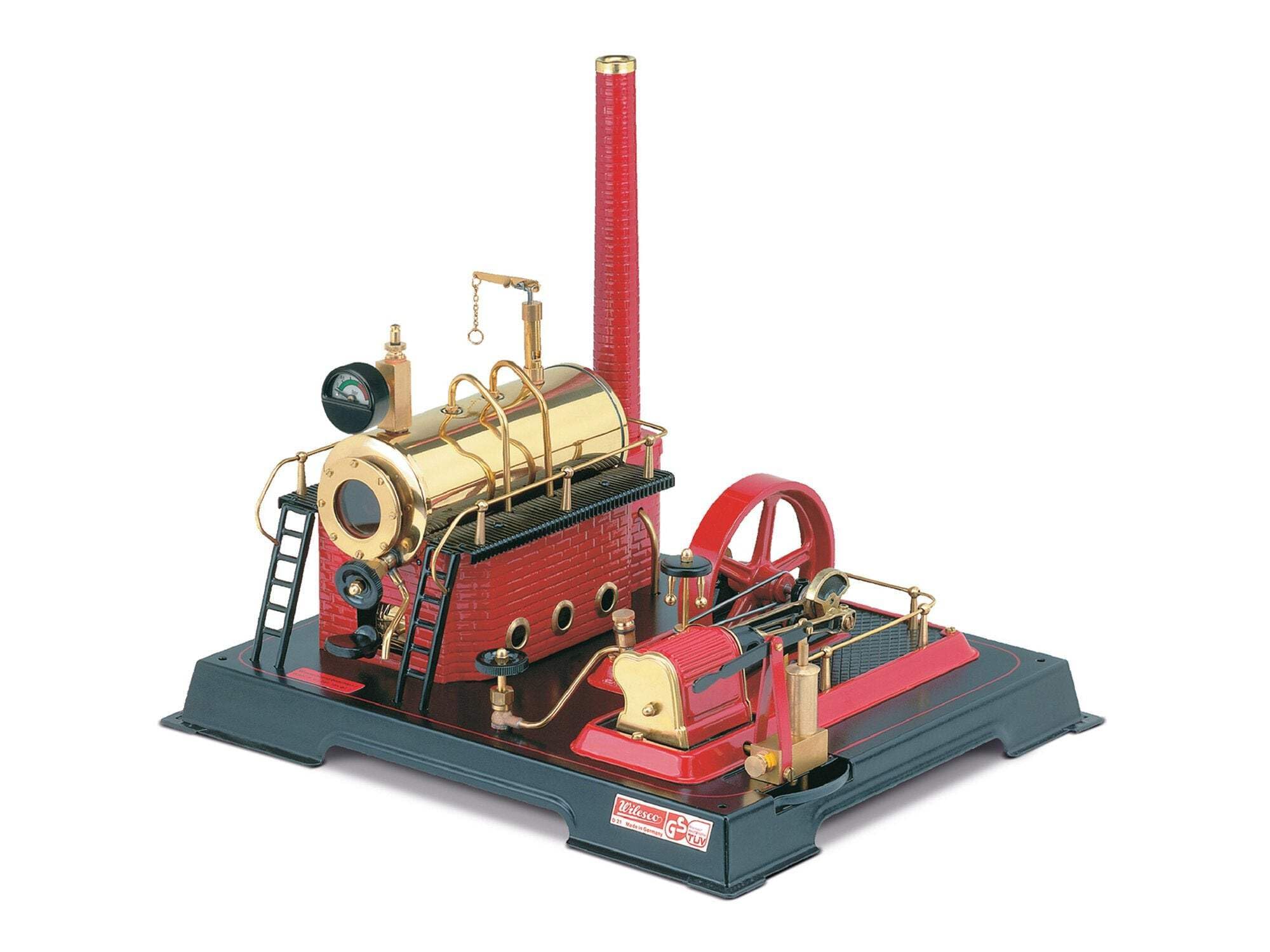 Wilesco 21 500 ml steam engine, D21, 500 ml, boiler contents, including safety valve manometer and whistle-pipe.