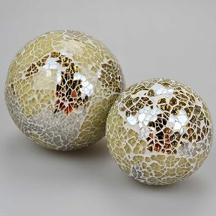 Cream Gold Mosaic Decorative Ball Set Amazon Co Uk Kitchen Home