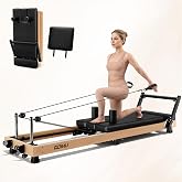 GOIMU Pilates Reformer, 91" Wooden Pilates Reformer Machine with Springs, Foldable Pilates Machine for Studio and Home, Oak Pilates Equipment with Jump Board and Sitting Box