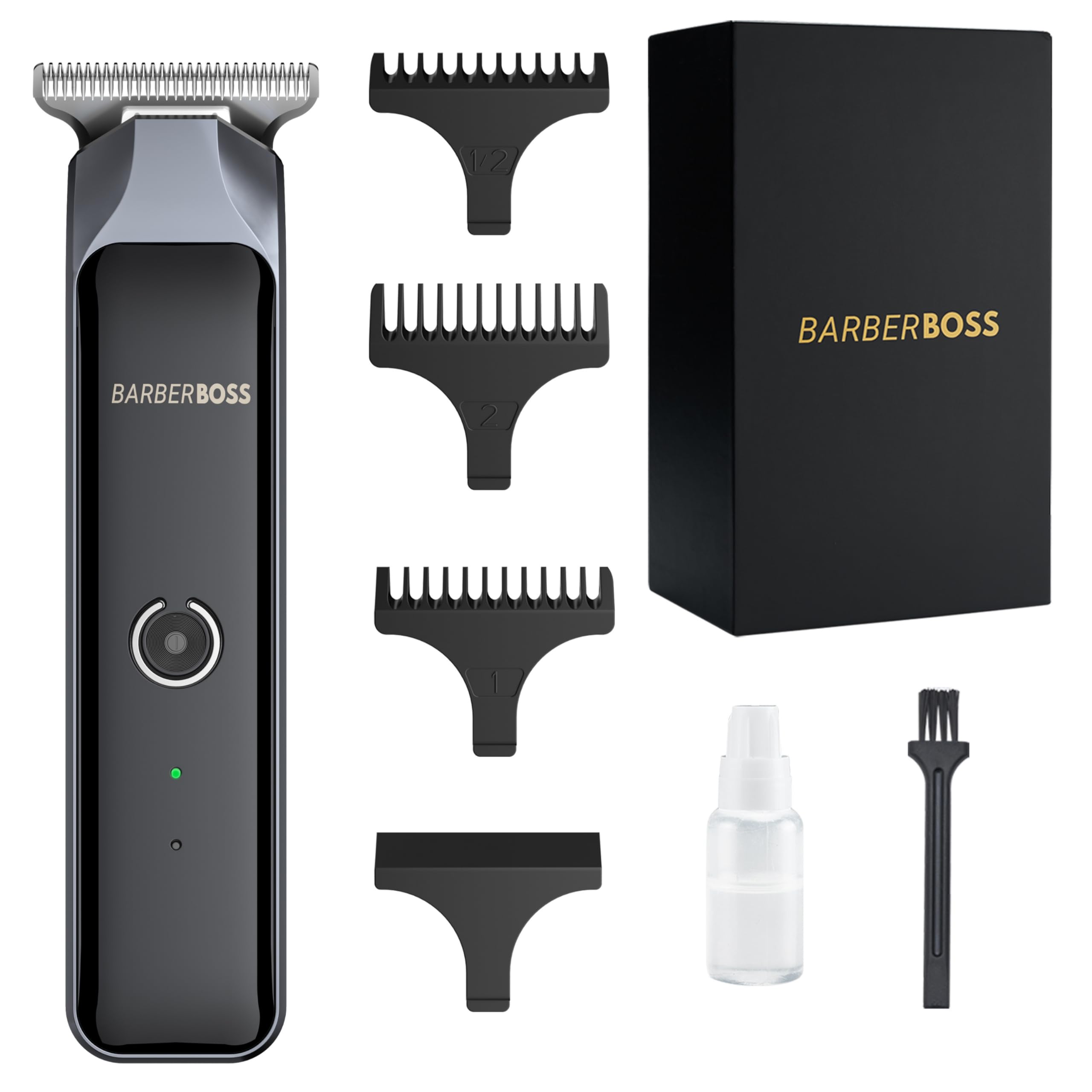 Barberboss Men's Trimming Kit: Beard and Hair Clipper Set with 4 Guide Combs, Wireless Haircut Clippers for Men, All-in-One Men's Hair Grooming Kit